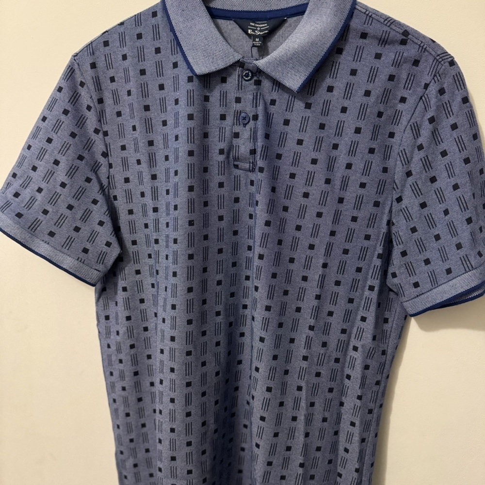 Men's Blue Patterned Polo Shirt